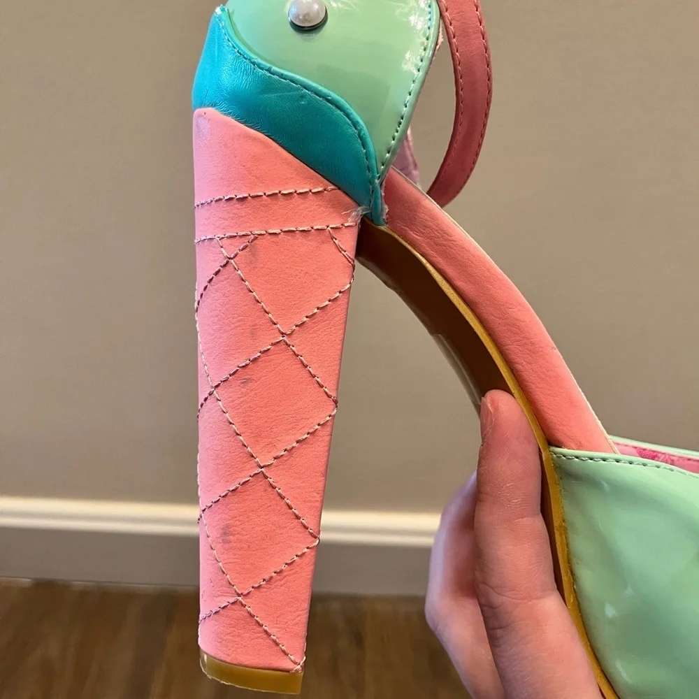 Iron Fist Mint and Pink Platform Heels - Picture 5 of 16